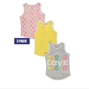 3pk Dreamstar Girls'  Flower Tank Tops